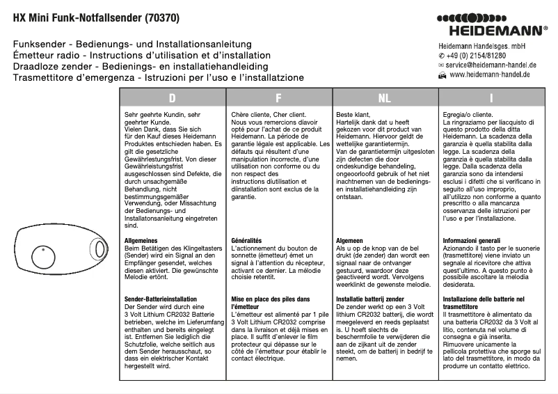 Image de la première page du manuel de l'appareil 70370