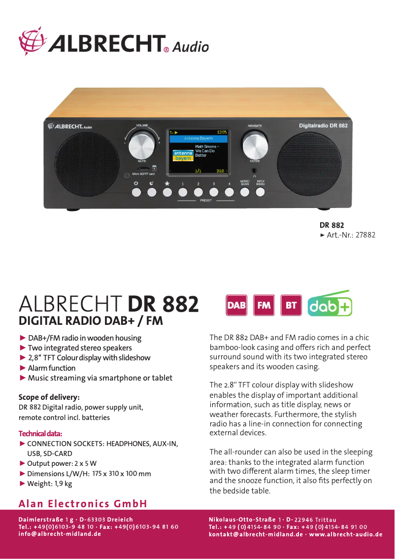 Image de la première page du manuel de l'appareil DR 882