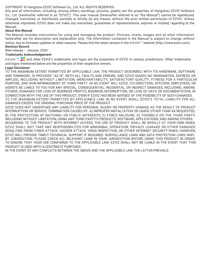 Page 1 de la notice Manuel utilisateur EZVIZ H9c 2K