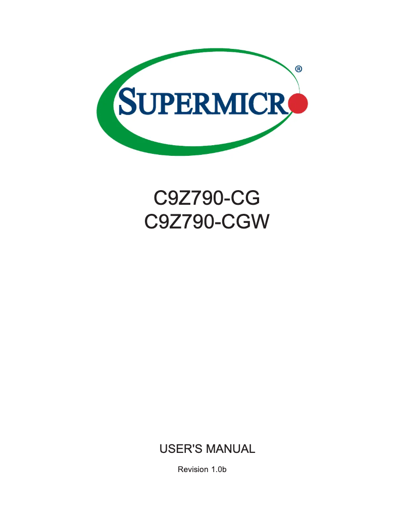 Page 1 de la notice Manuel utilisateur Supermicro C9Z790-CG