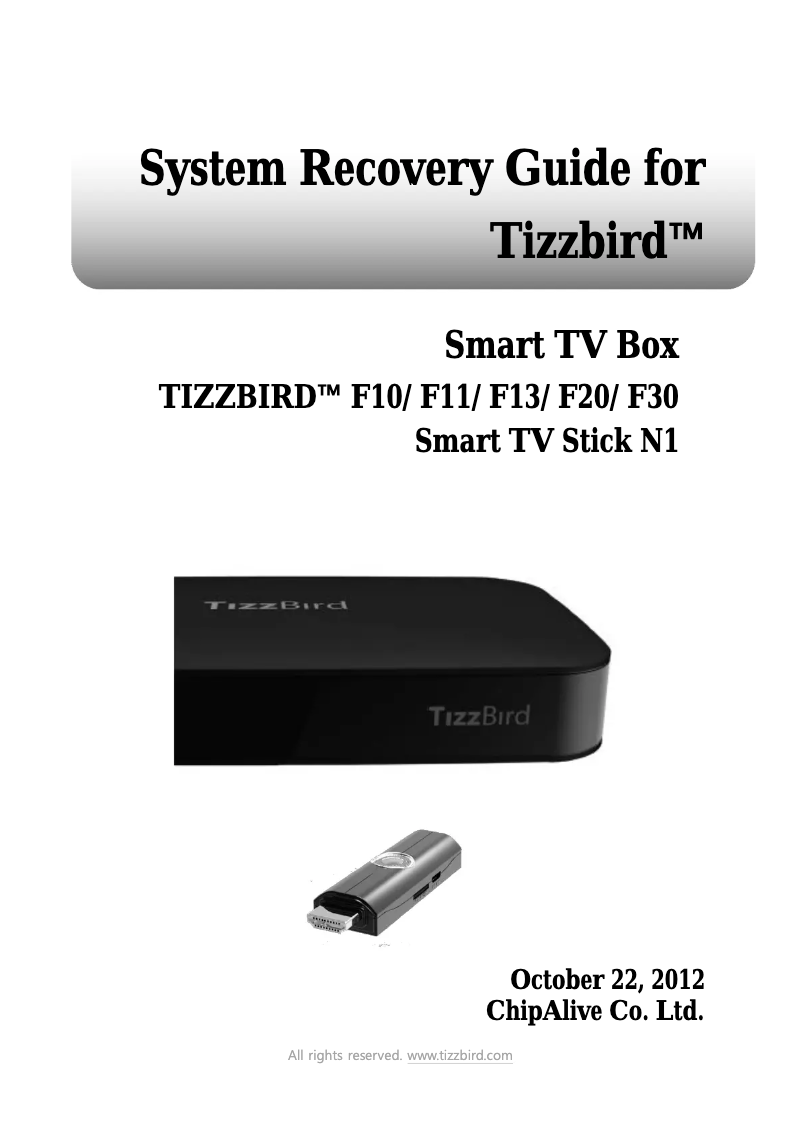 Page 1 de la notice Manuel utilisateur TizzBird Smart TV Box
