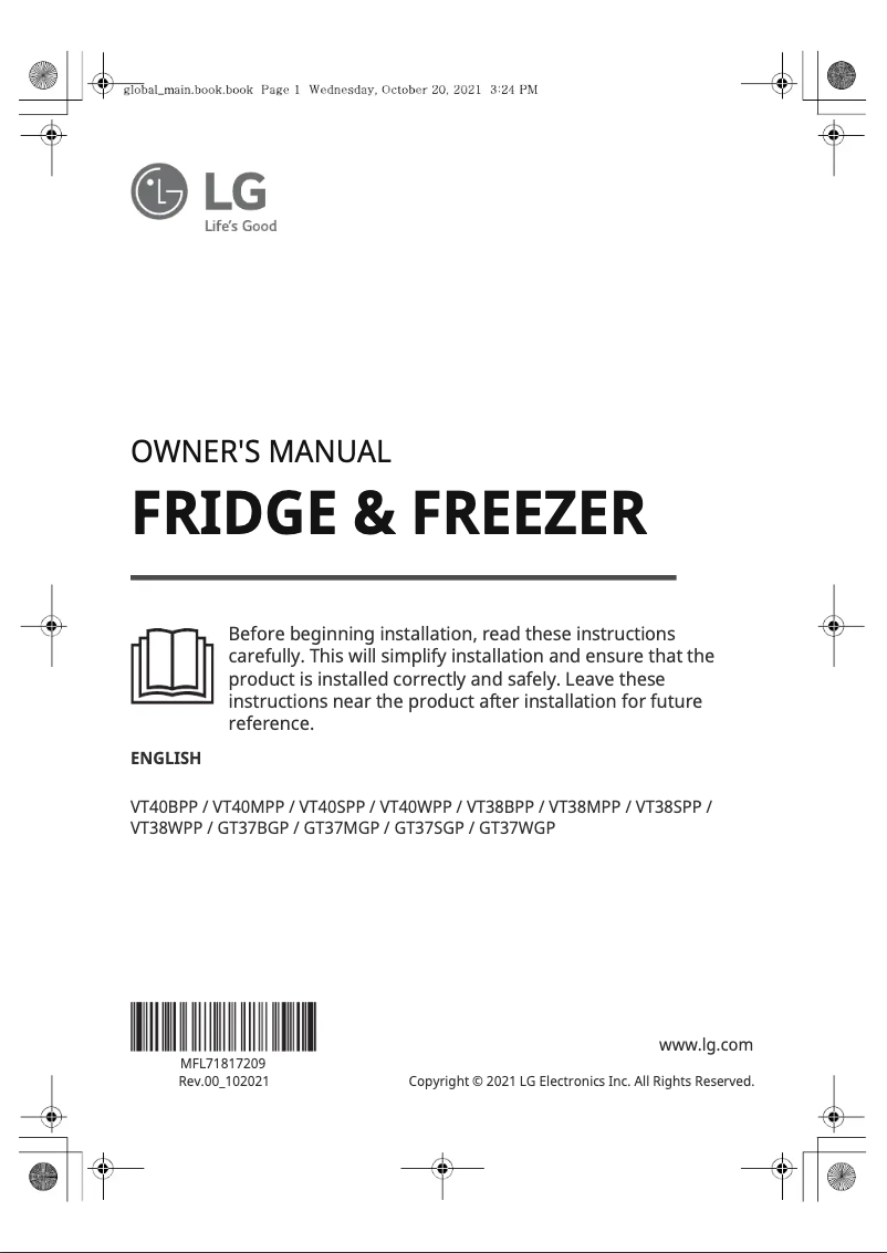 Page 1 de la notice Manuel utilisateur LG VT40MPP