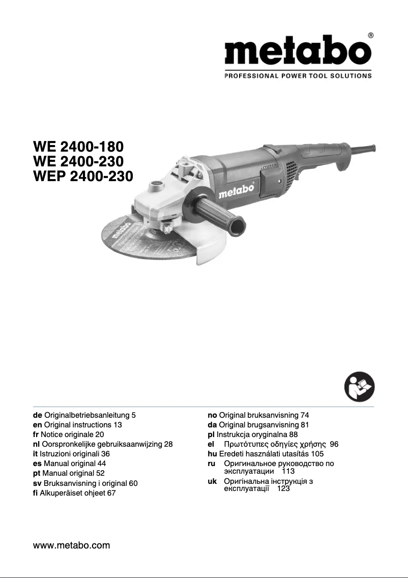 Page n°1 - Manuel utilisateur Metabo WE 2400-180