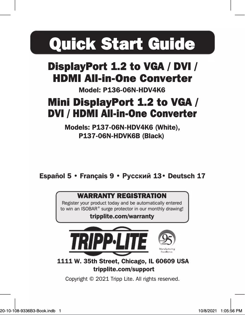 Page 1 de la notice Manuel utilisateur Tripp Lite P136-06N-HDV4K6