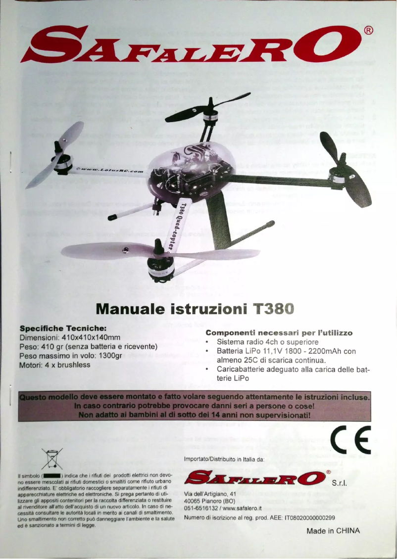 Page 1 de la notice Manuel utilisateur Safalero T380