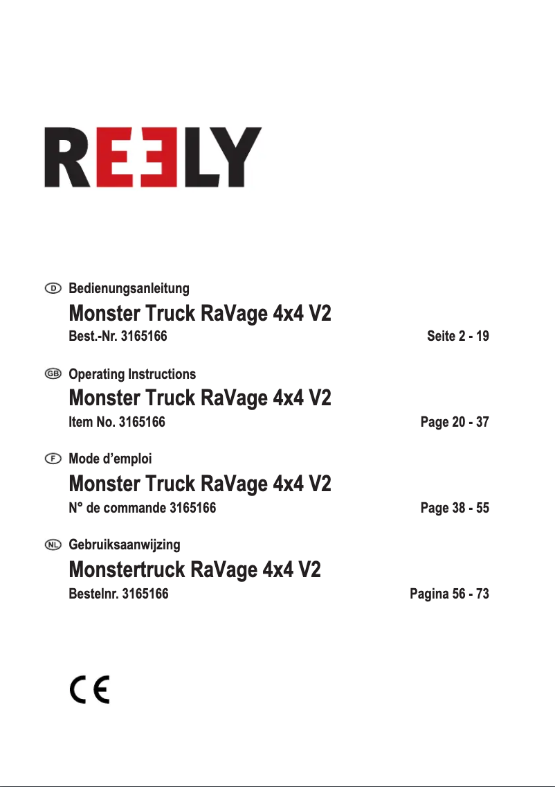 Page 1 de la notice Manuel utilisateur Reely RaVage 4x4 V2