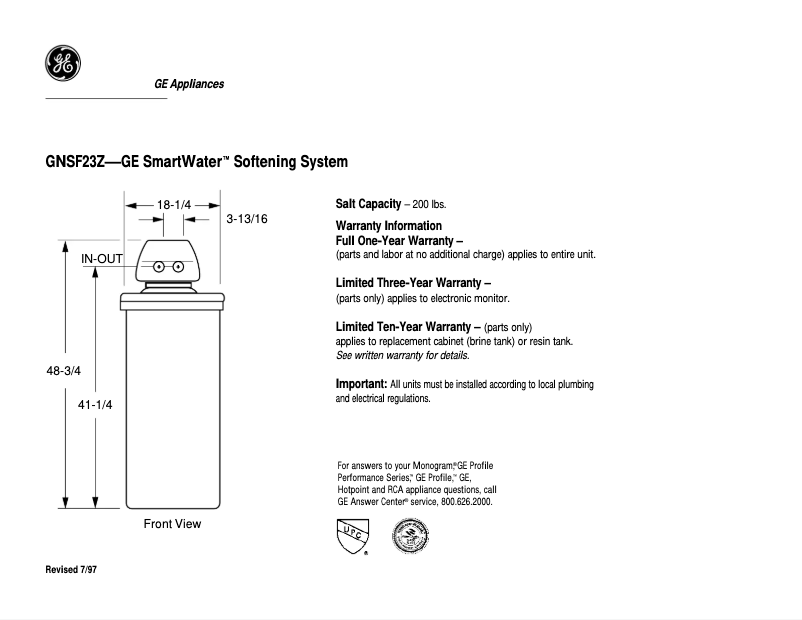 Image de la première page du manuel de l'appareil GNSF23Z
