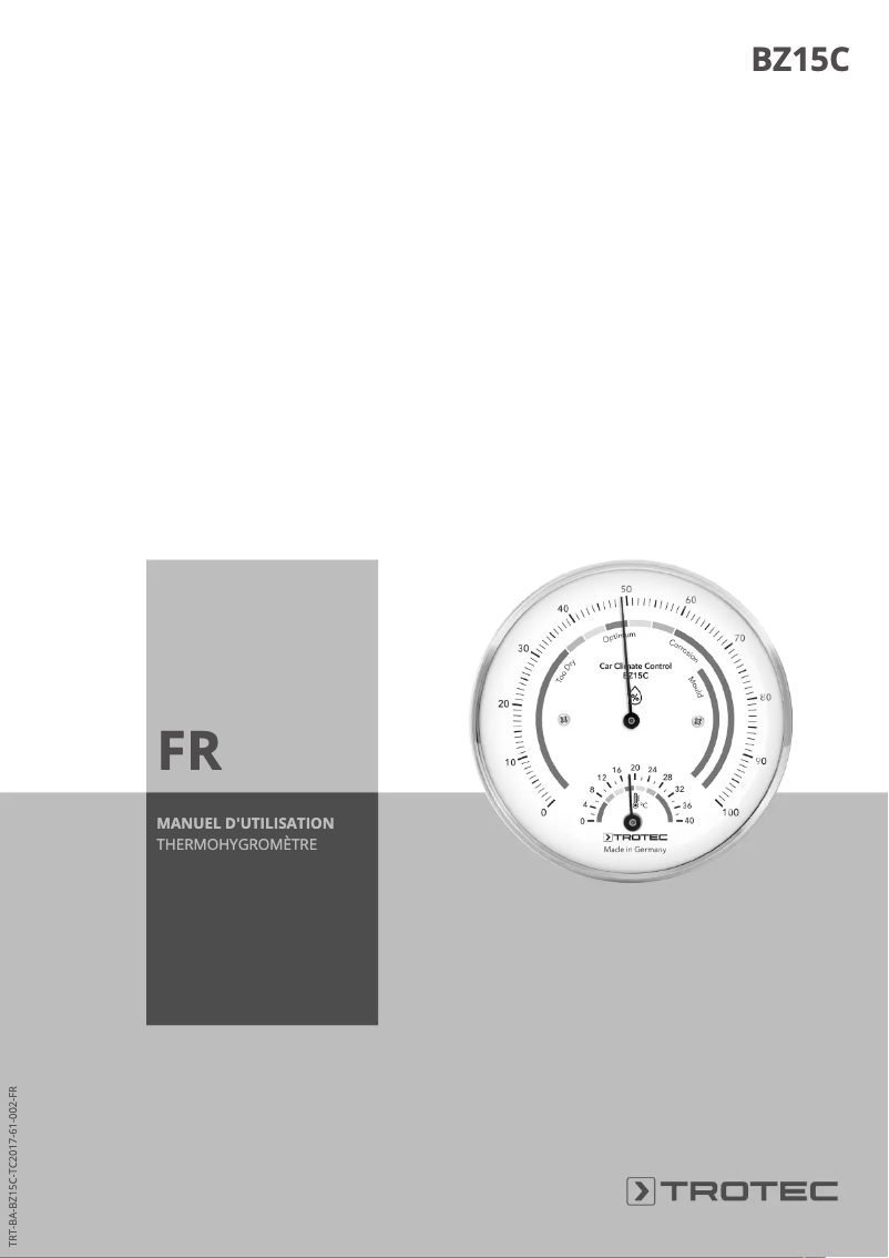 Image de la première page du manuel de l'appareil BZ15C