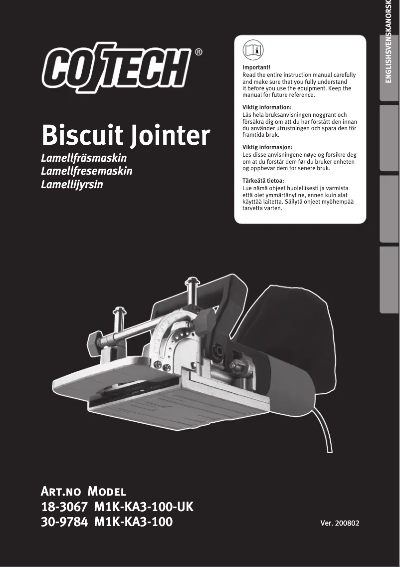 Page n°1 - Manuel utilisateur Cotech M1K-KA3-100