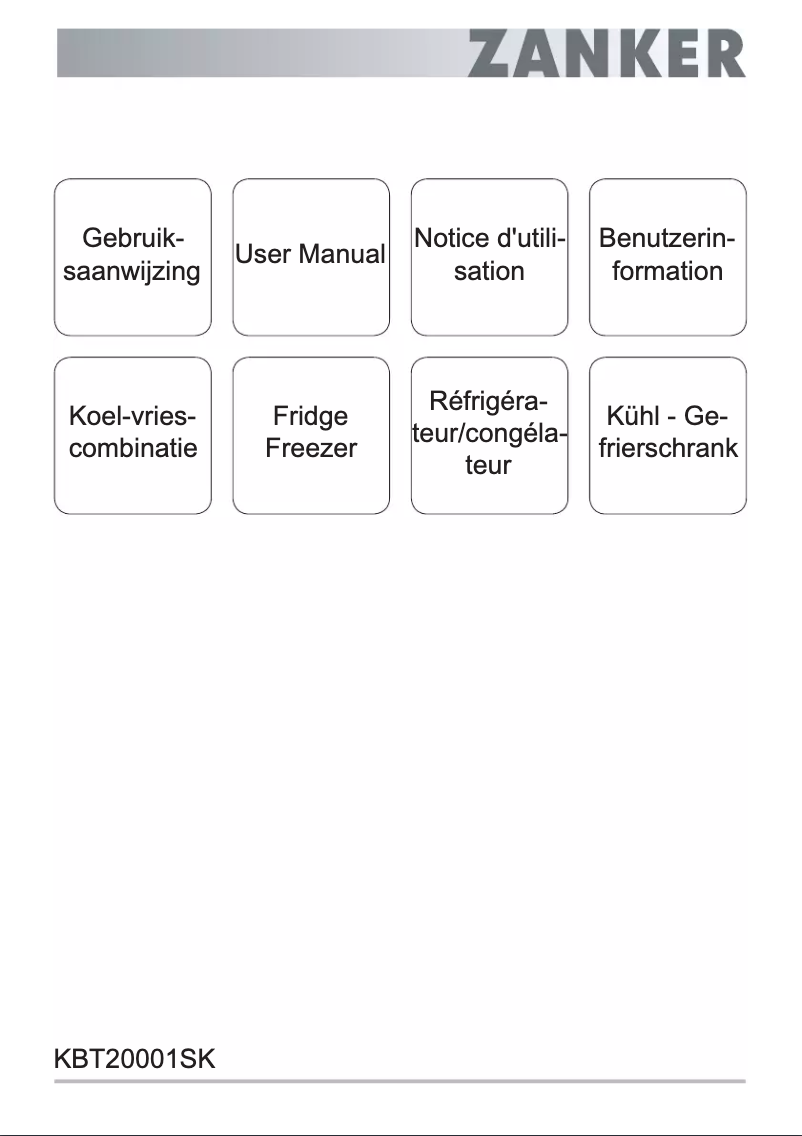 Page n°1 - Manuel utilisateur Zanker KBT20001SK