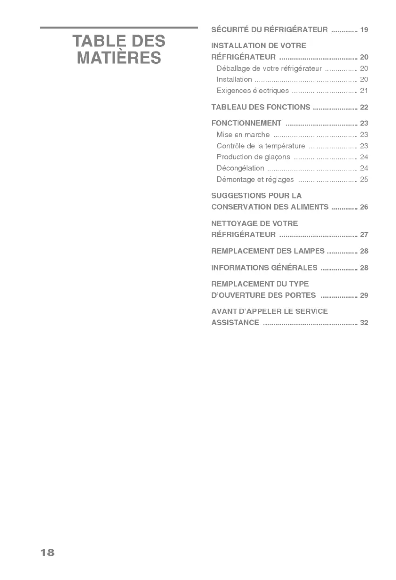 Page 1 de la notice Manuel utilisateur LG LRTX18321WW