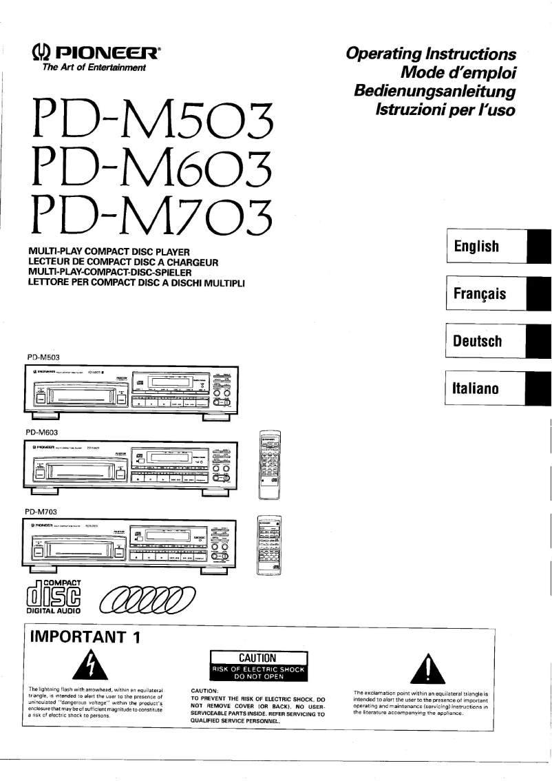 Image de la première page du manuel de l'appareil PD-M603