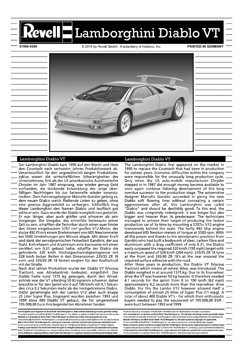 Image de la première page du manuel de l'appareil Lamborghini Diablo VT