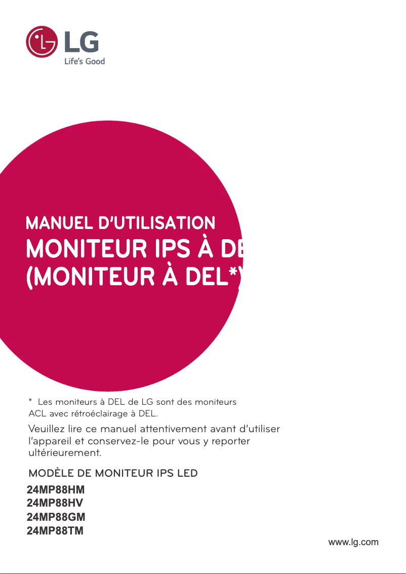 Page n°1 - Manuel utilisateur LG 24MP88HV