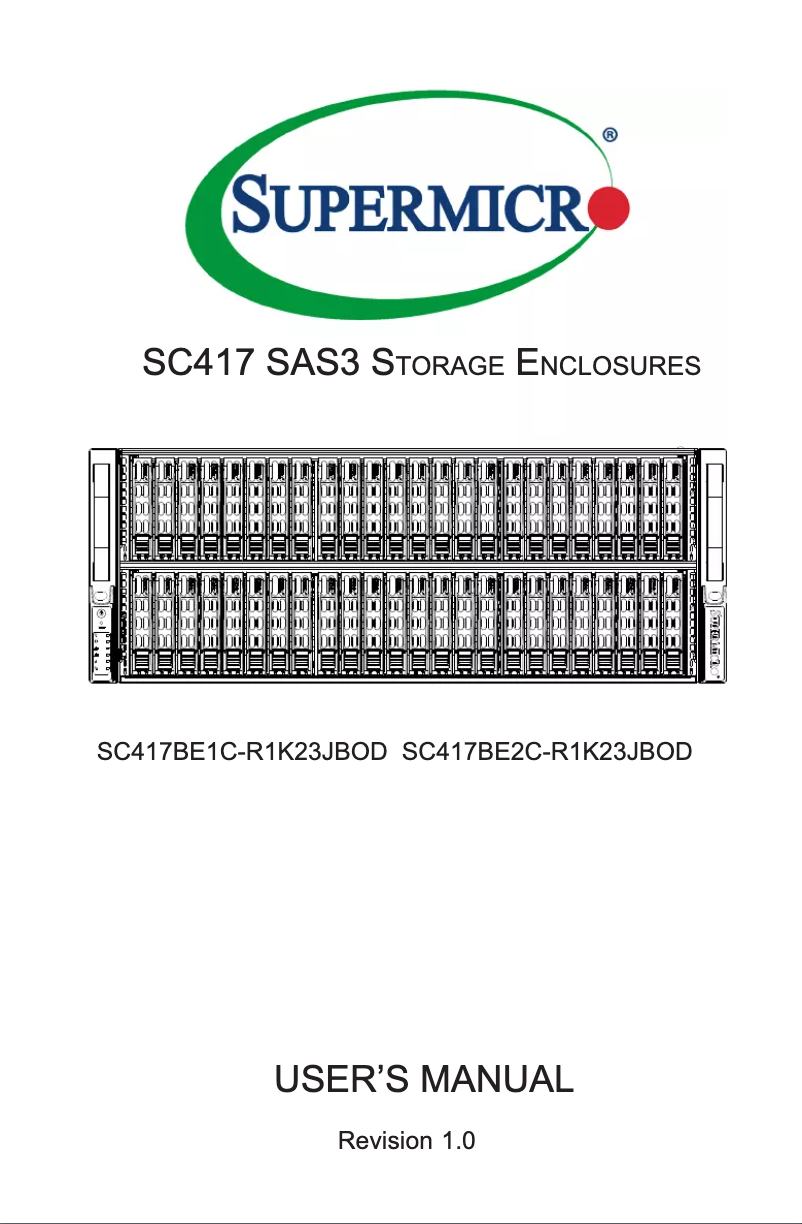 Page 1 de la notice Manuel utilisateur Supermicro SuperChassis SC417