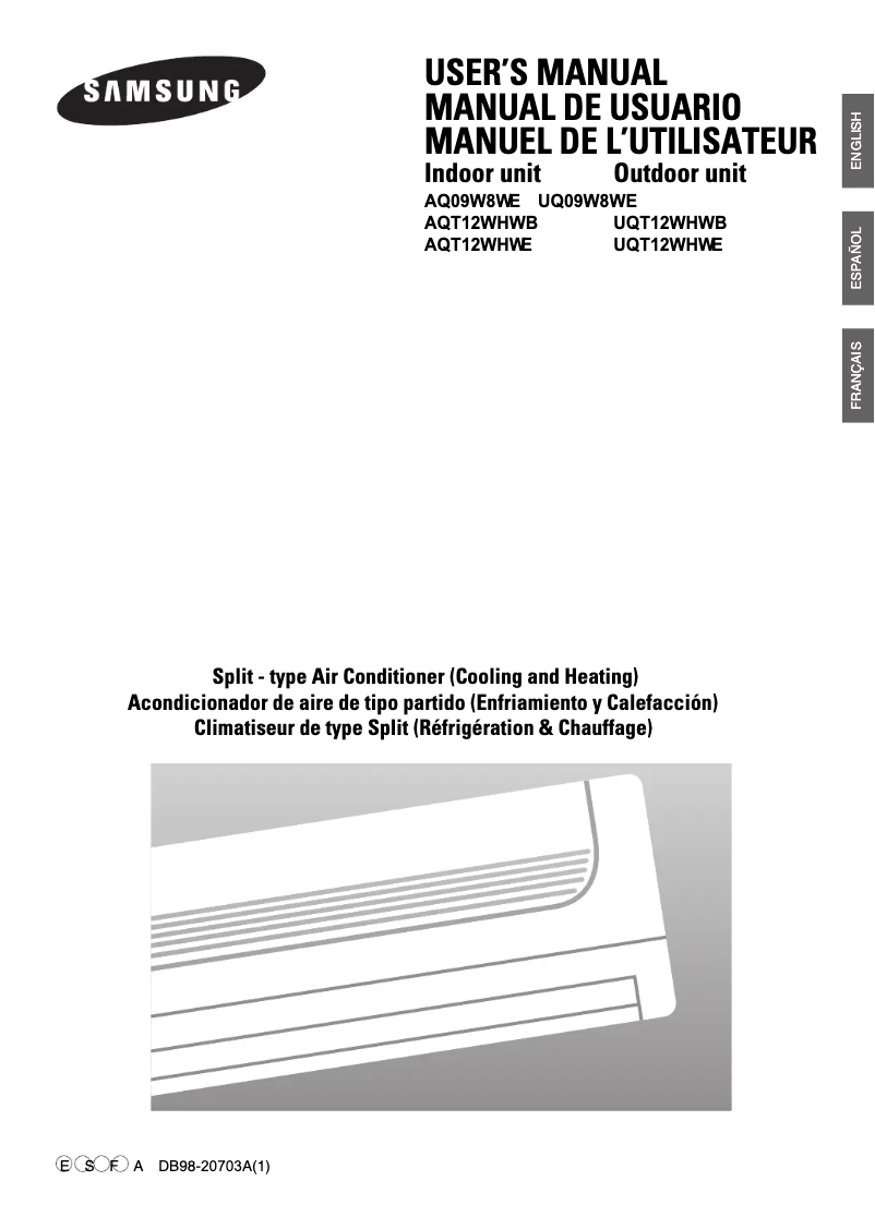 Page 1 de la notice Manuel utilisateur Samsung XUQT12WHWE