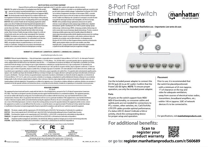 Page 1 de la notice Manuel utilisateur Manhattan 560689 network switch