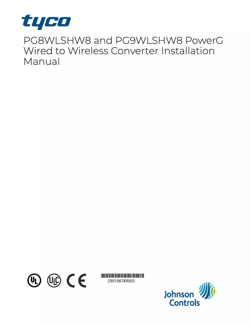 Page n°1 - Manuel utilisateur Tyco PowerG PG9WLSHW8