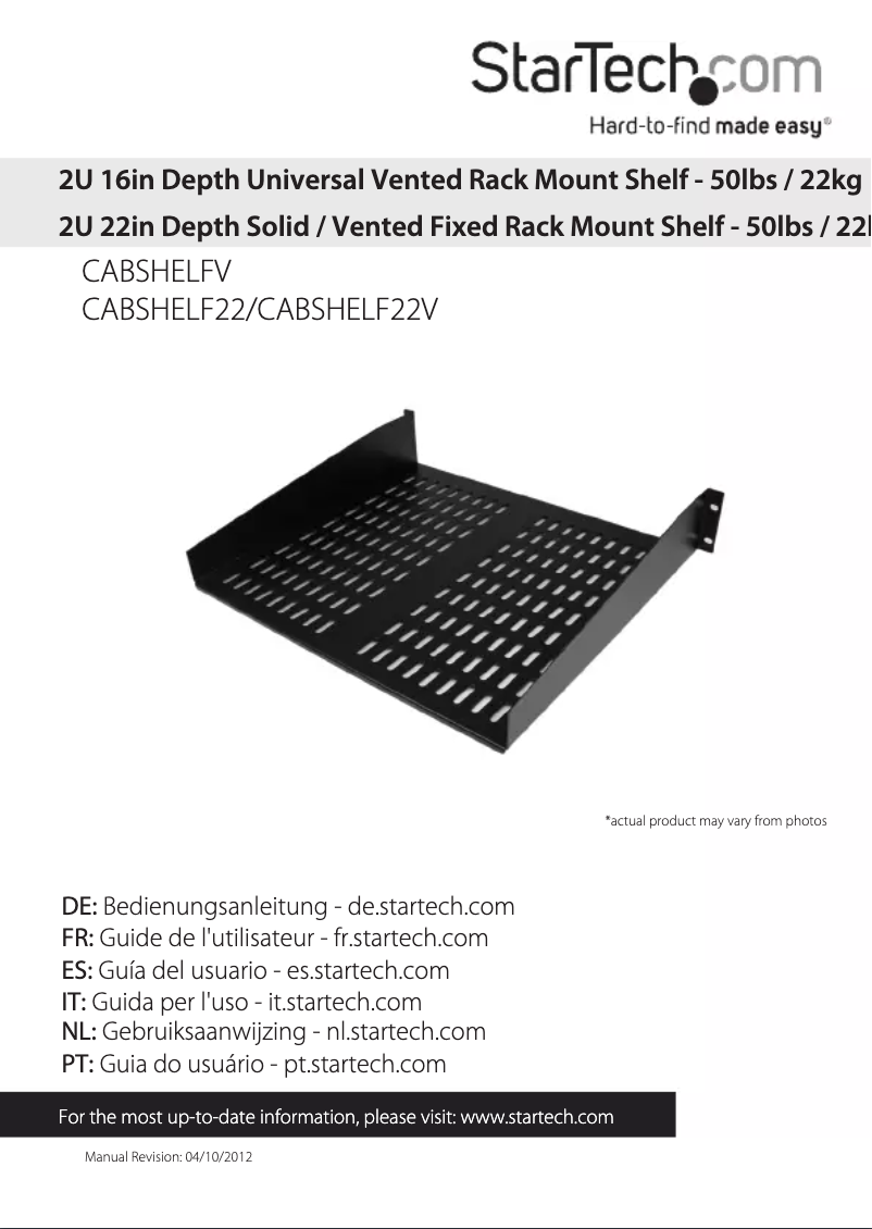 Page n°1 - Manuel utilisateur StarTech.com CABSHELFV