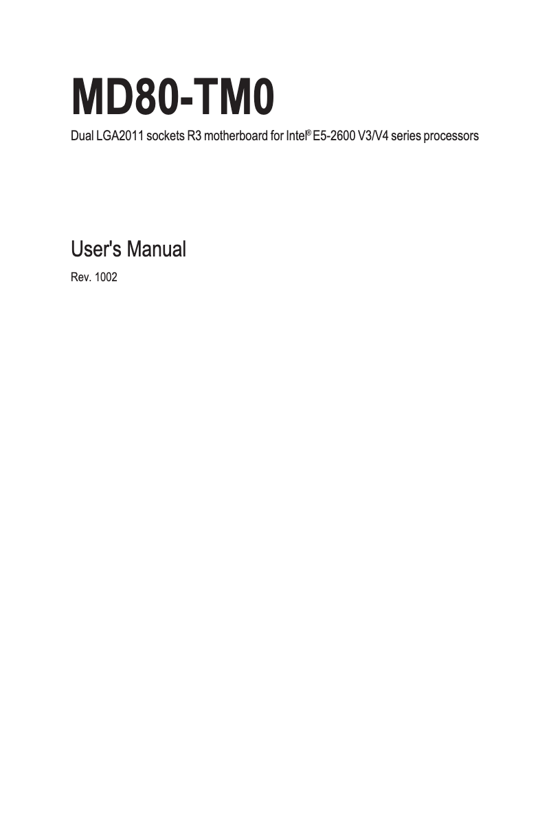 Image de la première page du manuel de l'appareil MD80-TM0