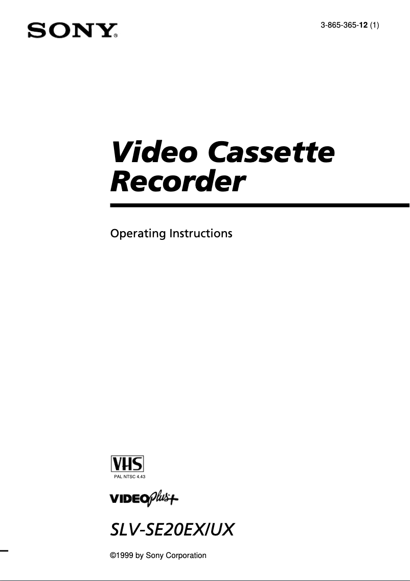 Page 1 de la notice Manuel utilisateur Sony SLV-SE20UX