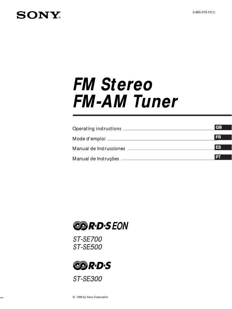 Page 1 de la notice Manuel utilisateur Sony ST-SE700