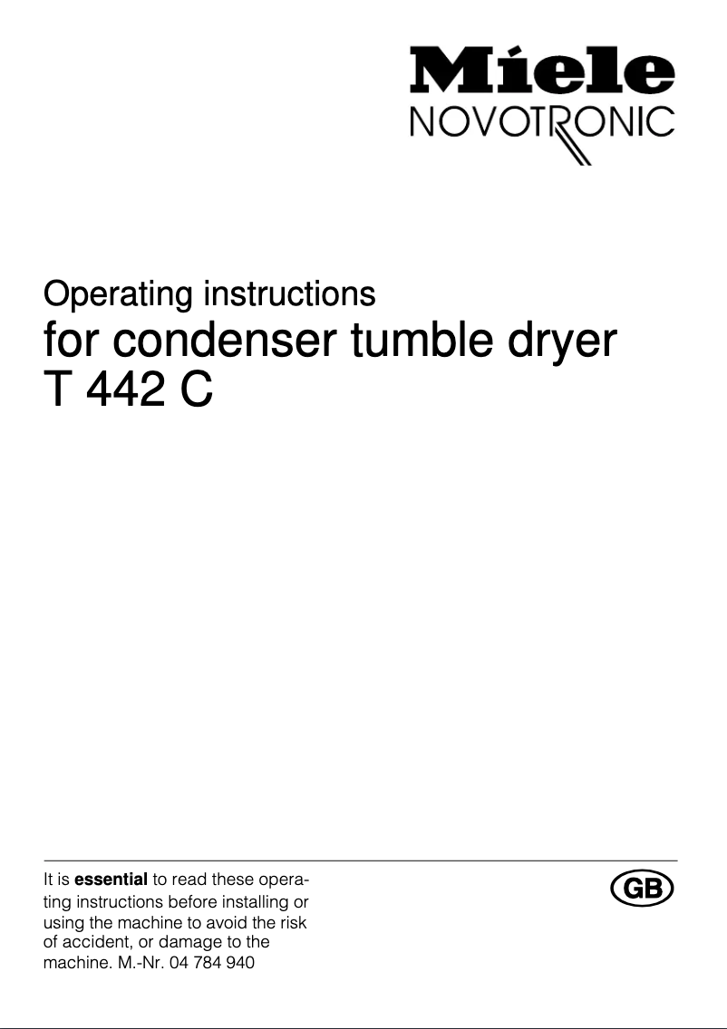 Image de la première page du manuel de l'appareil T 442 C