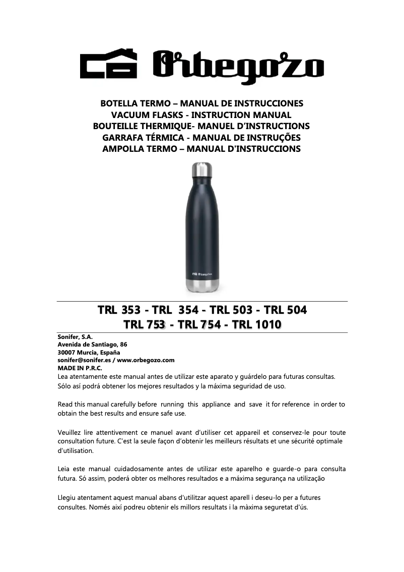 Image de la première page du manuel de l'appareil TRL 1010