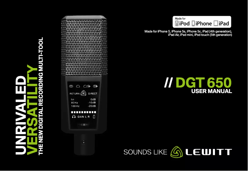 Page 1 de la notice Manuel utilisateur Lewitt DGT 650