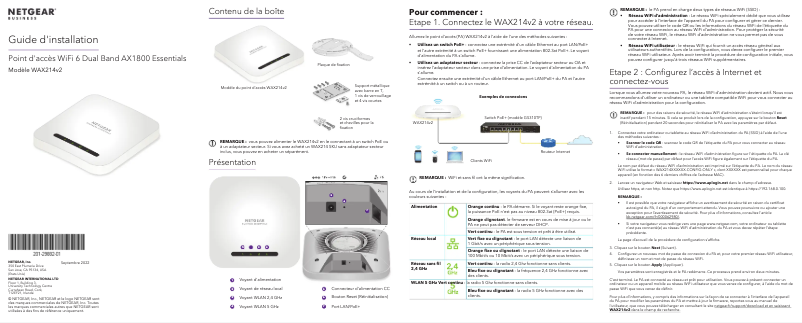 Page 1 de la notice Guide d'installation Netgear WAX214v2