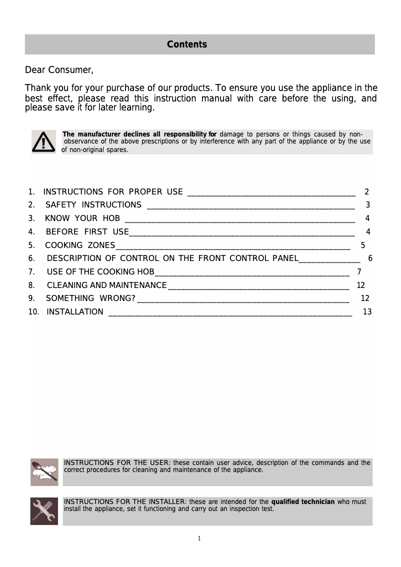 Page 1 de la notice Manuel utilisateur Elba EDCH-3002