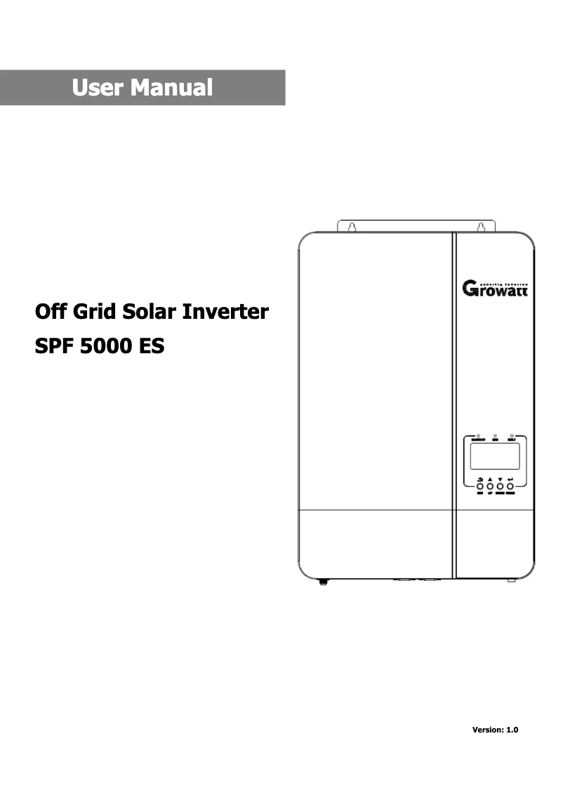 Page 1 de la notice Manuel utilisateur Growatt SPF 5000 ES