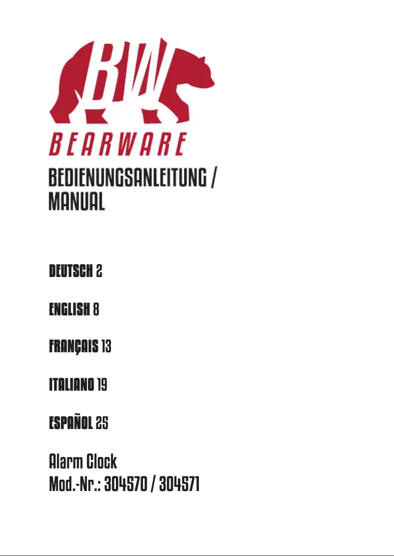 Page 1 de la notice Manuel utilisateur Bearware 304570