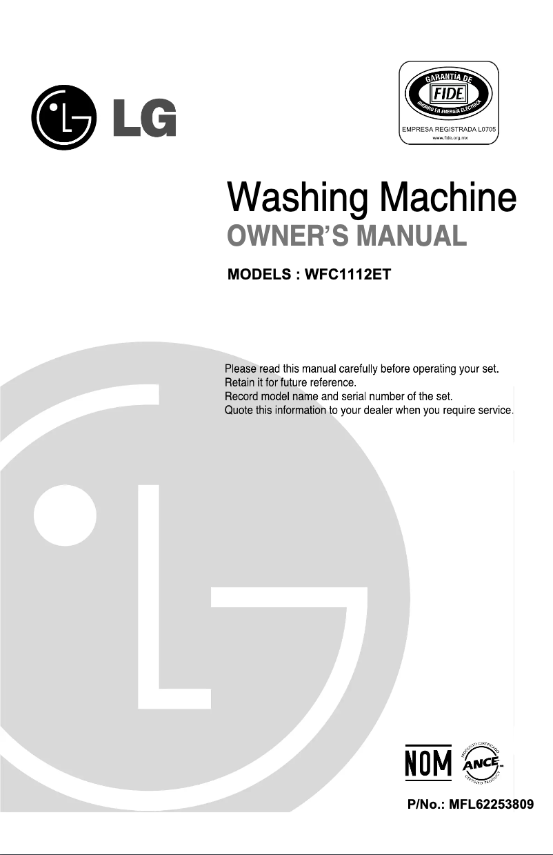 Page 1 de la notice Manuel utilisateur LG WFC1122ET