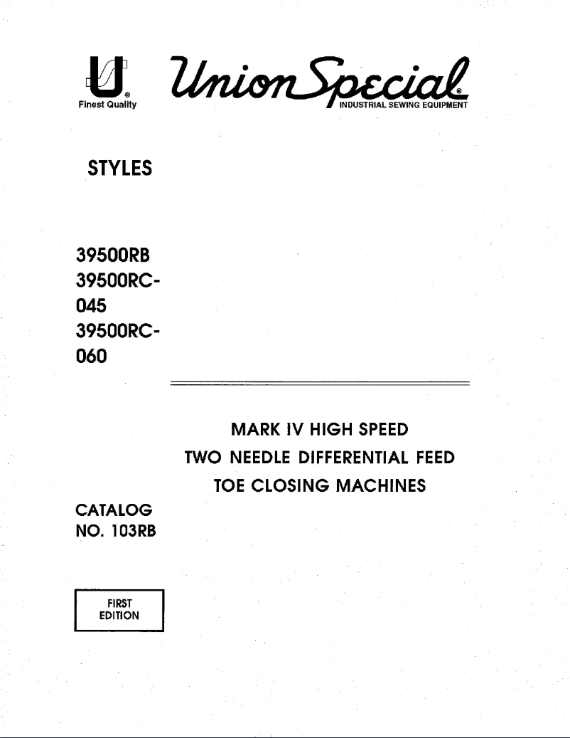 Page 1 de la notice Manuel utilisateur Union Special 39500RB