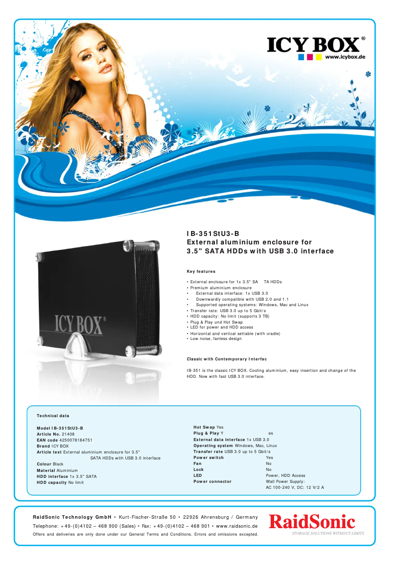 Page n°1 - Fiche technique Icy Box IB-351StU3-B