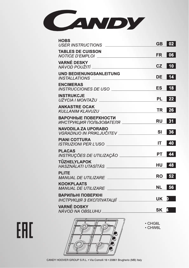 Image de la première page du manuel de l'appareil CHG6LX