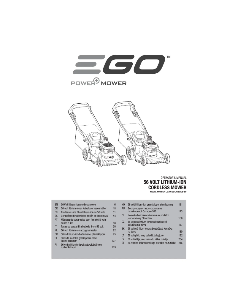 Page 1 de la notice Manuel utilisateur EGO LM2010E