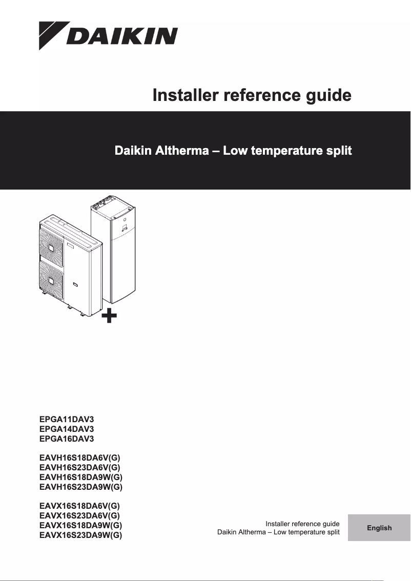 Page 1 de la notice Guide d'installation Daikin EAVX16S18DA6VG
