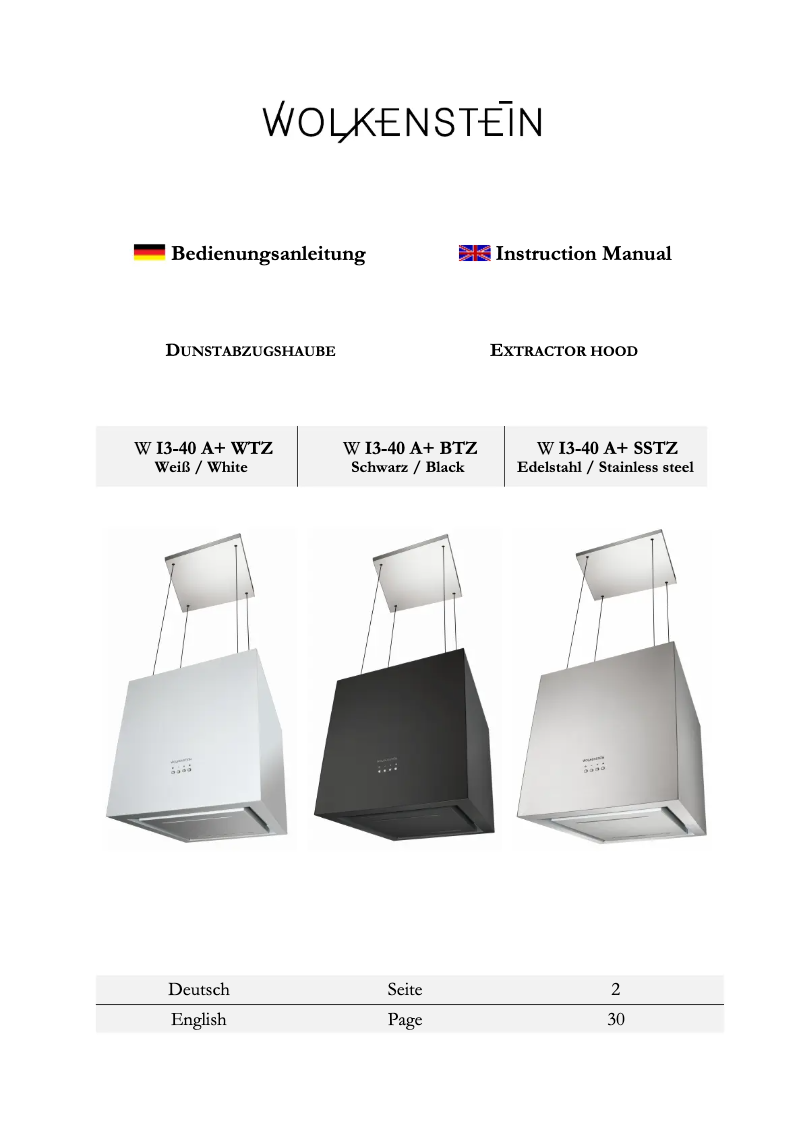 Page 1 de la notice Manuel utilisateur Wolkenstein W I3-40A+SSTZ