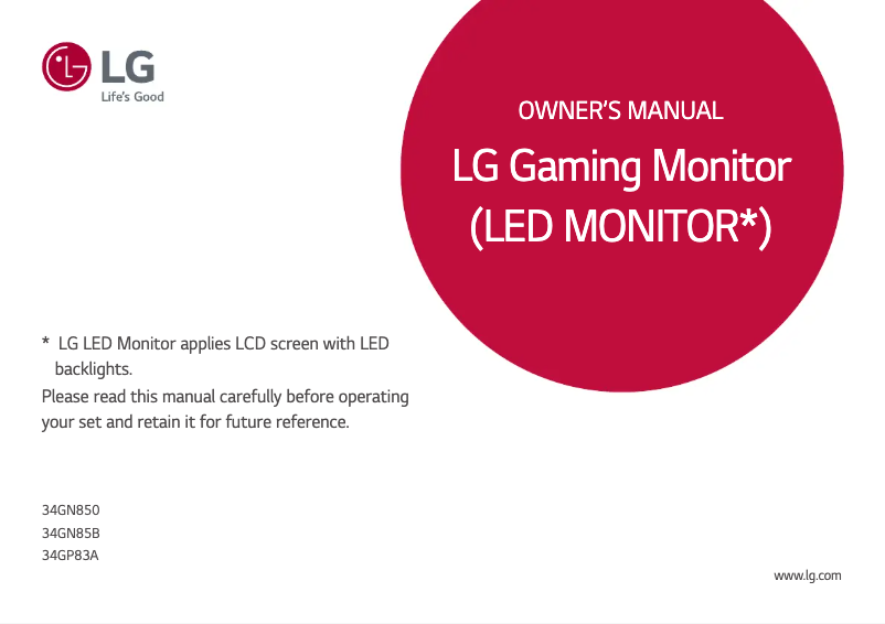 Page n°1 - Manuel utilisateur LG 34GN85B-B