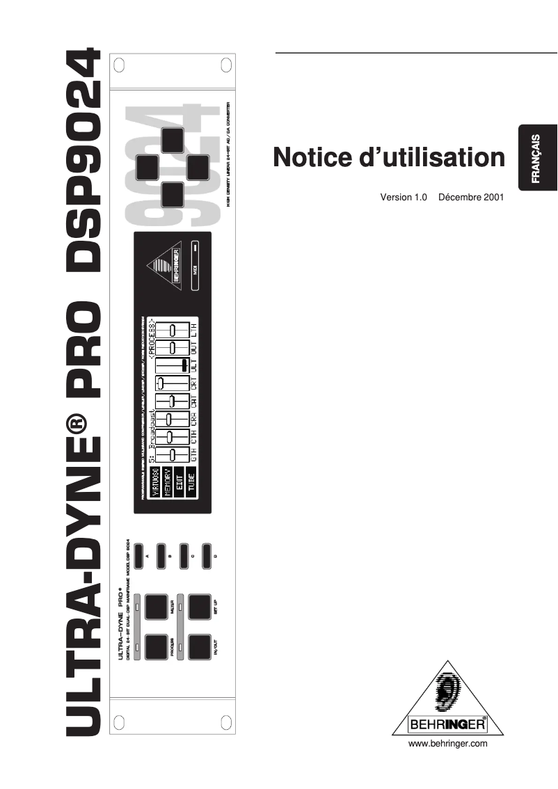 Page 1 de la notice Manuel utilisateur Behringer Ultra-Dyne Pro DSP 9024