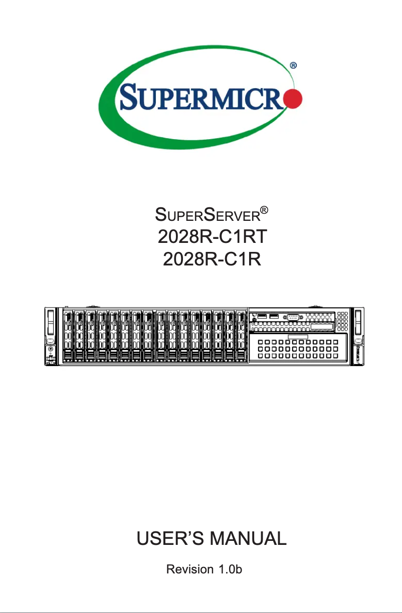 Image de la première page du manuel de l'appareil SuperServer 2028R-C1RT