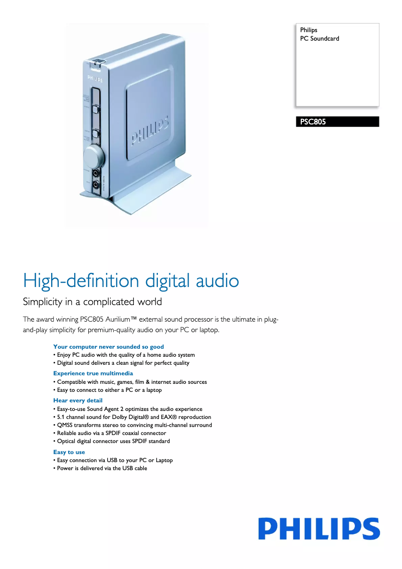 Image de la première page du manuel de l'appareil PSC805