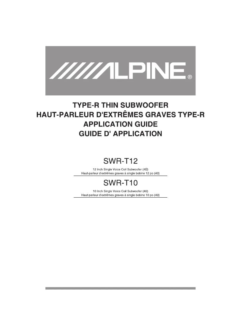 Page 1 de la notice Manuel utilisateur Alpine SWR-T10
