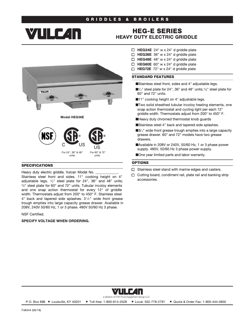 Page n°1 - Fiche technique Vulcan HEG60E