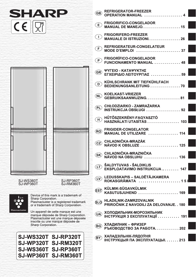 Page 1 de la notice Manuel utilisateur Sharp SJ-WP320T