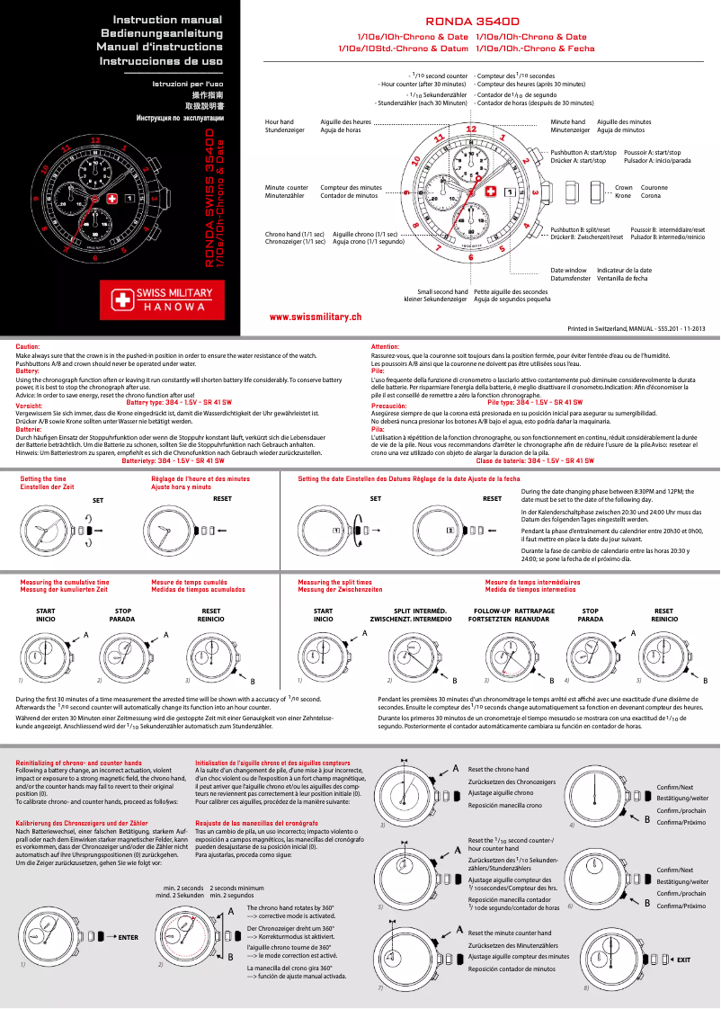 Image de la première page du manuel de l'appareil Infantry Chrono