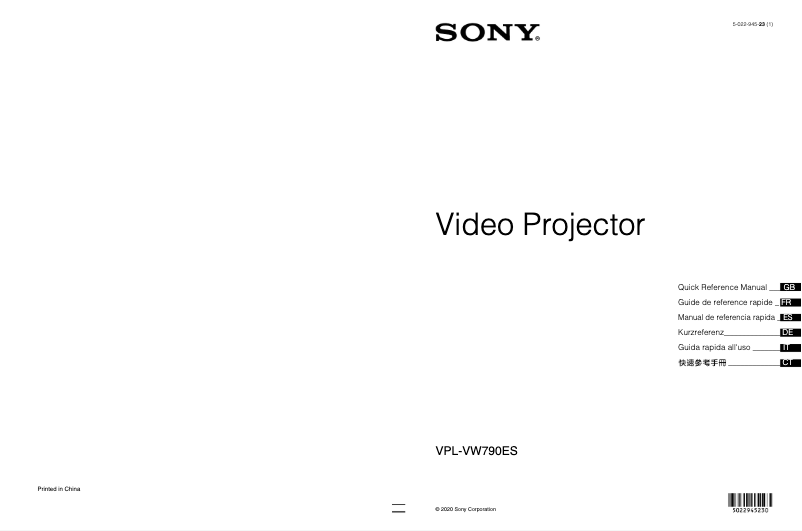 Página 1 del manual Manual de usuario Sony VPL-VW790ES