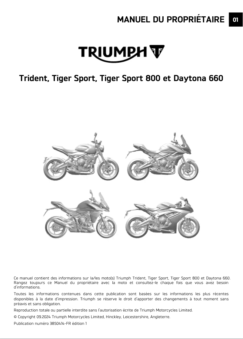 Page 1 de la notice Manuel utilisateur Triumph Daytona 660 (2025)